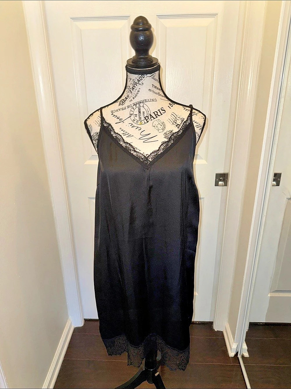 VILA Black Lace Trim satin Dress